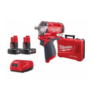 บล็อกกระแทกไร้สาย ( พร้อมกล่องเก็บ ) MILWAUKEE NO.M12 FIWF12-601C impact wrench 339 Nm., 1/2&quot; ( Battery 12V.6Ah. x 2 ,Charger )