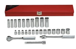 WRIGHT-TOOL NO.377 3/8&quot;Dr. Standard and Deep Metric Socket Set 27 pcs.