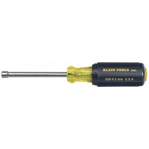 KLEIN No.630-4.5MM Yelloe Metric Cushion Grip Hollow Shaft Nut Driver Hex size 4.5 mm x 3&quot; (76 mm)