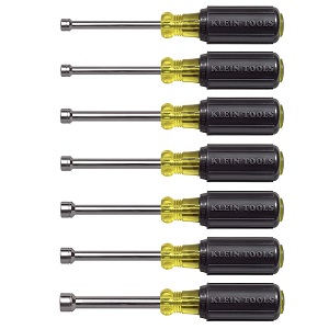 KLEIN NO.65160 7-Piece Metric Cushion Grip Nut Driver Set 3 Shafts