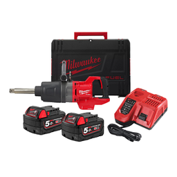 บ๊อกซ์ไร้สายระบบกระแทก MILWAUKEE NO.M18 ONEFHIWF1D-0C0 ASIA M18 FUEL™ D-Handle High Torque Impact Wrench , 1&quot; (1Charger , 2 Battery 5.0Ah)