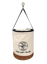 KLEIN NO.5104CLR17 Canvas Bucket with Zip-Close Top and Leather Bottom, Dia 14&quot; x tall 17&quot;