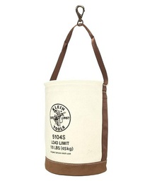 [719026063002] KLEIN NO.5104S Canvas Bucket, Tool Bucket Made with No. 4 Canvas and Leather Bottom, with Swivel Snap Hook ,Dia 12&quot; x Tall 17&quot;