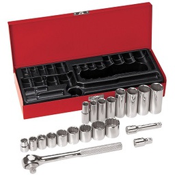 [103001071076] KLEIN NO.65508 20-Piece 3/8-Inch Drive Socket Wrench Set Weight (5.40 IBS)