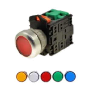 สวิตซ์กดมีแลมป์หัวเรียบ (ชนิดหลอดธรรมดา) LED TEND NO.TN2IF-L1AB Push button switch &amp; Pilot Lights  22/25 mm.(Orange)