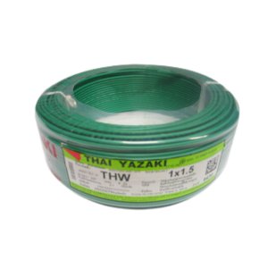 สายไฟ THAI YAZAKI Cable wire :VSF/THW(F) Green , 1 x 2.5 sqmm. (100 MT/EA)