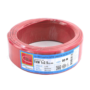 สายไฟ THAI UNION Cable wire : THW red , 1 x 2.5 sqmm. (90 MT/EA)