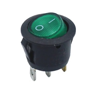 สวิตซ์ไฟโชว์หัวกลม Round Rocker switch  220VAC :Green