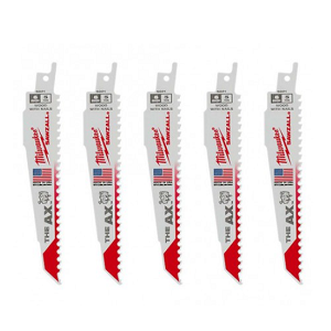 ใบเลื่อยซอร์ซอลตัดไม้ MILWAUKEE NO.48-00-5021 AX 6&quot; 5 TPI Sawzall® Blades (5pcs/ea)