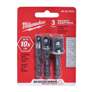 ชุดแกนอะแดปเตอร์ลูกบ็อกซ์ MILWAUKEE No.48-32-5033 Hex Shank impact Socket Adapter for 3 pcs/ea