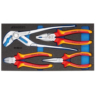 GEDORE No.1500 CT1-VDE 142 Pliers Set in 1/3 Check-Tool-Module For Dimensions : 157.5 x 310 x 35 mm.