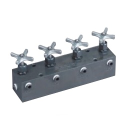 POWER TEAM No.9644 Manifold Block with Two Needle Valves, Six 3/8&quot; NPTF Ports