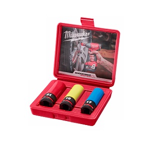 ชุดลูกบ็อกซ์ถอดล้อรถยนต์ MILWAUKEE No.49-66-7834 Shockwave Impact Duty Automotive Impact Socket 3pcs set - Asia version ,1/2&quot;