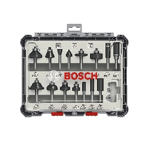 ชุดดอกทริมเมอร์ BOSCH No.2607017473 Shank mixed router bit set , 1/4&quot; (15pcs/ea)