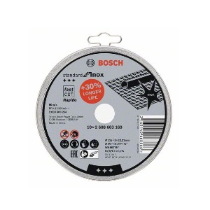 ใบตัด BOSCH No.2608603171 Standard for Inox - Rapido&quot; straight cutting disc (White) , 5&quot; x 1 mm.