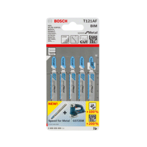 ใบเลื่อยจิ๊กซอว์ตัดเหล็ก BOSCH No.T121AF (2608636699) Jigsaw blade : Steel , 1.2mm. (5 Pcs./Ea)