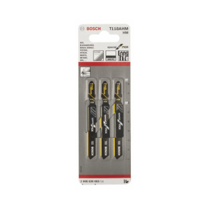 ใบเลื่อยจิ๊กซอว์ สแตนเลส BOSCH No.T118AHM (2608630663) Jigsaw blade : Stainless , 1.1mm. (3 Pcs./Ea)