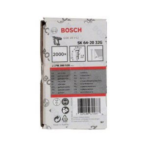 ตะปูยิงไม้ BOSCH No.2608200528 Stapling Nail SK64-20 for GSK-18 V-Li , 16G-32mm. (2000pcs/Box)