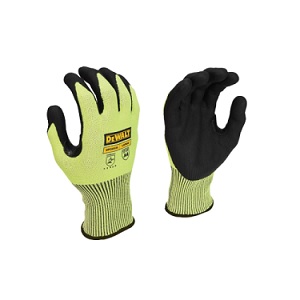 ถุงมือช่างกันบาดแบบเรืองแสง DEWALT No.DPG855M Hi-Vis HPPE Fiberglass Cut Gloves :L