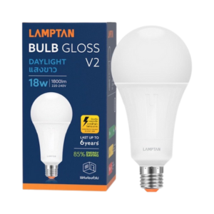 หลอดแอลอีดี LAMPTAN LED BULB NO.Gloss V2 18W 1800LM 220-240V Daylight 6500K