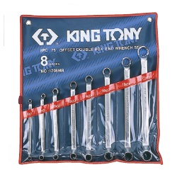 ชุดประแจแหวน คอ 75องศา KING TONY NO.1708MR Set Box Wrenches , 6x7-21x23 (8pcs/set)