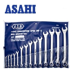 ชุดประแจแหวนข้างปากตาย ASAHI NO.CLS011(1011M-1-CL) Ring Spanner Set , 8-24mm. (11pcs/set)