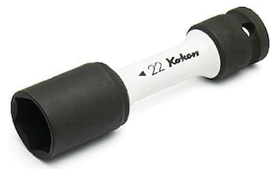 KOKEN NO.14145PM-110-22 1/2&quot;Dr. 22mm. 6P ลูกบ๊อกซ์ลม ขอบบางพิเศษ สีขาว สำหรับล้อแม๊กซ์