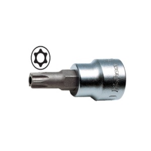 ลูกบ๊อกซ์เดือยโผล่ท๊อกซ์มีรู KOKEN NO.3025TH-L50-T20H 3/8&quot;Dr. Tamper Resistant Torx Bit Socket, T20H Size 18mm. L 50mm.