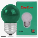 หลอดปิงปอง ขั้วเกลียว ZEAZON , 3-5W E27 G40 220-240V สีเขียว