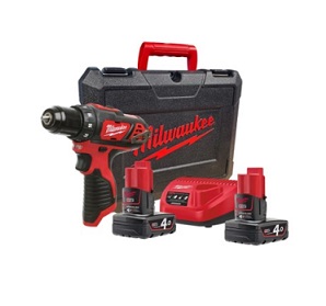 สว่านไร้สาย พร้อมกล่องเก็บ MILWAUKEE No.M12BDD-402C M12 2-speed drill driver 10mm. 12V, 2pcs 4.0Ah