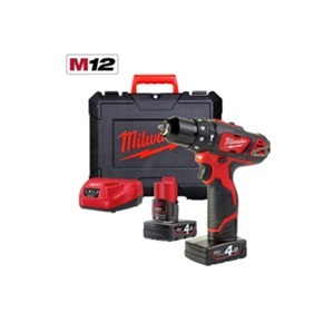 สว่านไร้สาย พร้อมกล่องเก็บ MILWAUKEE No.M12BPD-402C M12 2-speed percussion drill 10mm. 12V, 4.0Ah