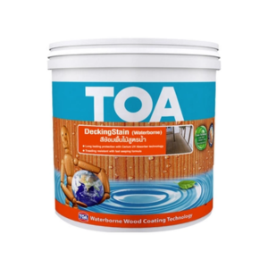 สีย้อมไม้สูตรน้ำเคลือบภายนอก ชนิดด้าน  สีไม้สัก TOA No.WD01 DeckingStain Waterborne , 1GL. (TEAK BROWN)