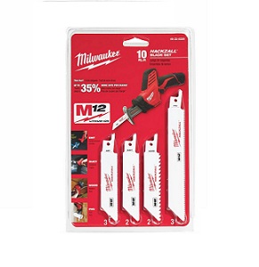 ใบเลื่อยซอลล์ตัดไม้ MILWAUKEE NO.49-22-0220 M12 Hackzall Blade Set (10Pcs)