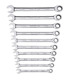 SNAP-ON NO.OXRM710 (OEXRM710) Set Wrench Metric Combination Flank Drive Ratcheting Box/Open End Standard 10pcs.