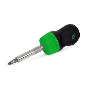 SNAP-ON NO.SGDMRC11AG Screwdriver Ratcheting Soft Grip Stubby Green