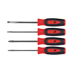 SNAP-ON NO.SGDX40BR Set Screwdriver Combination Mini Tip Flat Tip/PHILLIPS Soft Grip Red (4 pcs.)