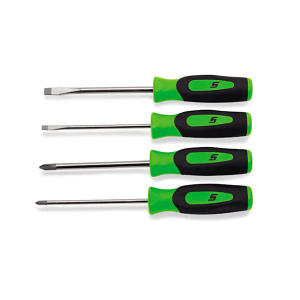 SNAP-ON NO.SGDX40BG Set Screwdriver Combination Mini Tip Flat Tip/PHILLIPS Soft Grip Green (4 pcs.)