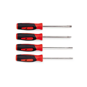 SNAP-ON NO.SHDX40R Set Screwdriver Comb. Mini Tip Instinct Handle Flat Tip/PHILLIPS Red (4 pcs.)