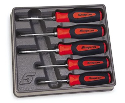 SNAP-ON NO.SGDTX50BR Set Screwdriver Torx Instinct Soft Grip Red (5 pcs.) (T15 thru T30)