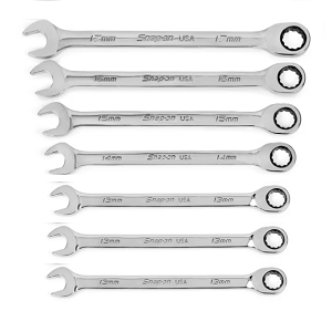 SNAP-ON NO.OEXR707 Set Wrench Combination Flank Drive Ratcheting Box/Open End Standard 7pcs.