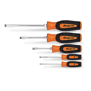 SNAP-ON NO.SGDS50BO Flat Tip Instinct Soft Grip Orange Screwdriver (5pcs/Set)