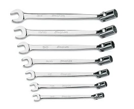 SNAP-ON NO.FHO607B Set Wrench Combination Flex-Head/Open End 12P (7 pcs.) (3/8&quot; to 3/4&quot;)