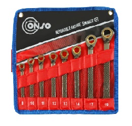 ชุดประแจแหวนข้างปากตายฟรีสปีด 2 ทาง CONSO NO.RPRT0108 Reversible Ratchet Spanner Set , 8-19 mm (8pcs/set)