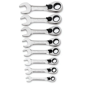 BLUE-POINT NO.BOERS708 Set Wrench Ratcheting Box/Open End Short 12˚Offset (8pcs.)