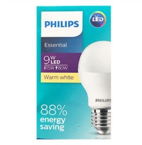 หลอดแอลอีดี PHILIPS LED Bulb 9w E27 A60 3000K Warmwhite