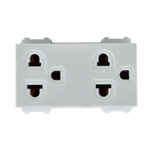 เต้ารับคู่เสียบขากลมแบนมีกราวด์สีขาว Panasonic NO.WEG15929 Ground Duplex Universal Receptacle , 16A 250V