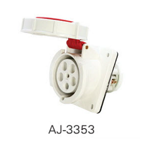 เต้ารับฝังหน้าเฉียงกันน้ำ QUBIX No.AJ-3353 WaterProof Straight panel socket ,3P+N+E 36A IP67