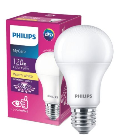 หลอดแอลอีดี PHILIPS LED Bulb 12w E27 A60 3000K Warmwhite