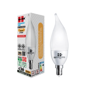 หลอดจำปาเปลวเทียน HI-TEK No.HLLCE0504W Eco series E14 4W warm white 2700k