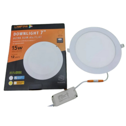 โคมไฟดาวน์ไลท์กลมฝังฝ้าหน้า LED LAMPTAN ULTRA SLIM 15W , 7&quot; WARM WHITE